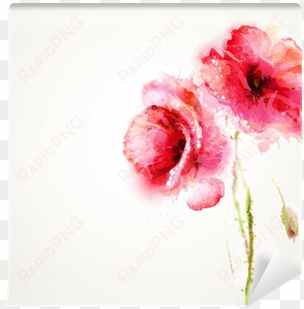 the two flowering red poppies - art print: braun studio's aquarelle 3, 30x30cm.