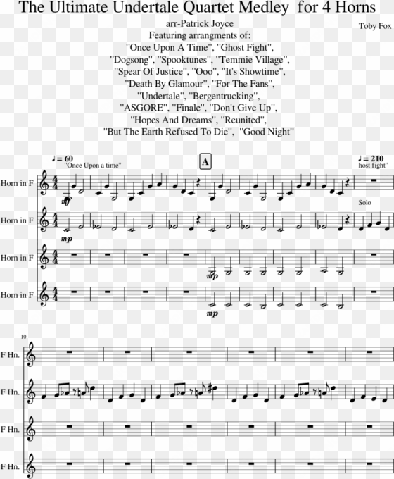 the ultimate undertale quartet medley for 4 horns sheet - undertale french horn sheet music