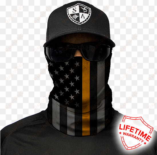 thin gold line flag face shield lightweight bandana - mahi skin face shield