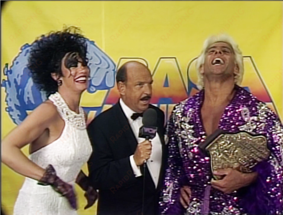 things were all smiles for flair before hogan showed - bash at the beach 1994 hogan vs flair