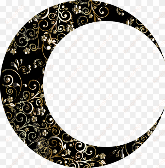 this free icons png design of gold floral crescent