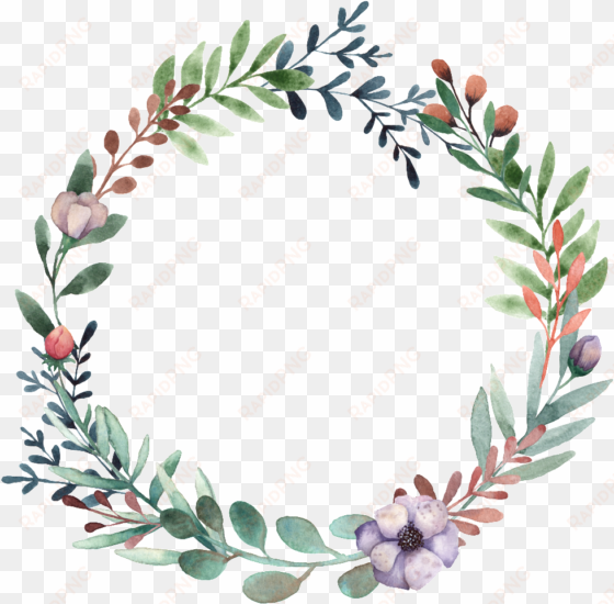 this graphics is hand painted green small leaf wreath - portable network graphics