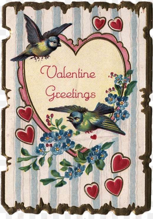 this is a cute vintage valentine with 2 little birds, - vintage valentine clip art