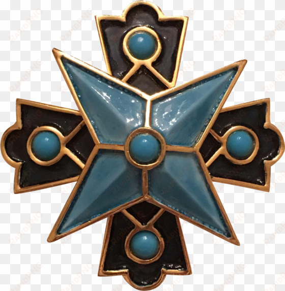 this is an unusual vintage kenneth jay lane blue enamel - cross