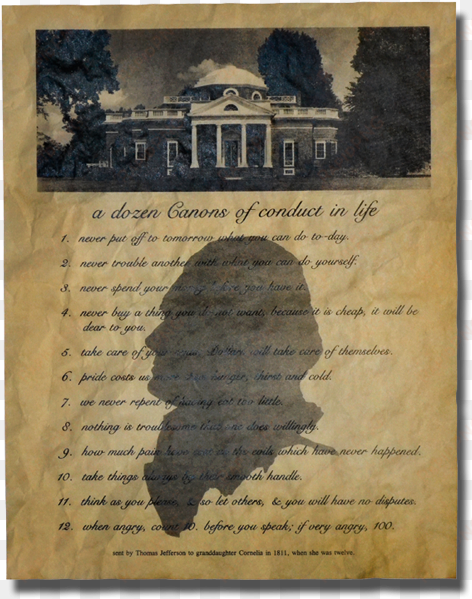 thomas jefferson, cannons of conduct in life - thomas jefferson