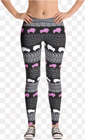 tire track leggings, pink - brindle frenchie likes to go for a walk to meet some