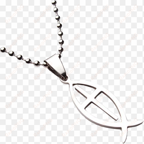 Titanium Jesus Fish Cross Necklace - Charm Bracelet transparent png image
