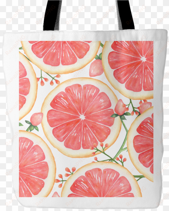 tote bag with watercolor pink grapefruit art print - tote bag