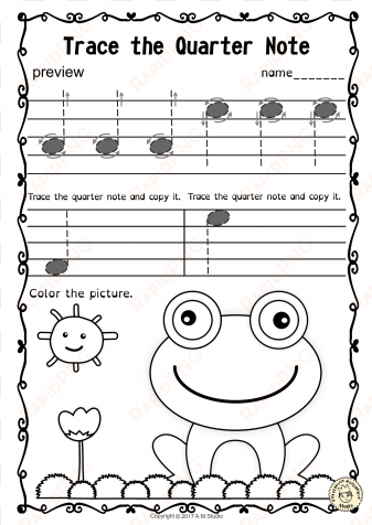 tracing music notes worksheets for spring - trace music notes worksheet