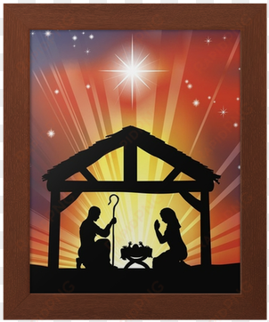Traditional Christian Christmas Nativity Scene Framed - Christmas Day Images Religious transparent png image