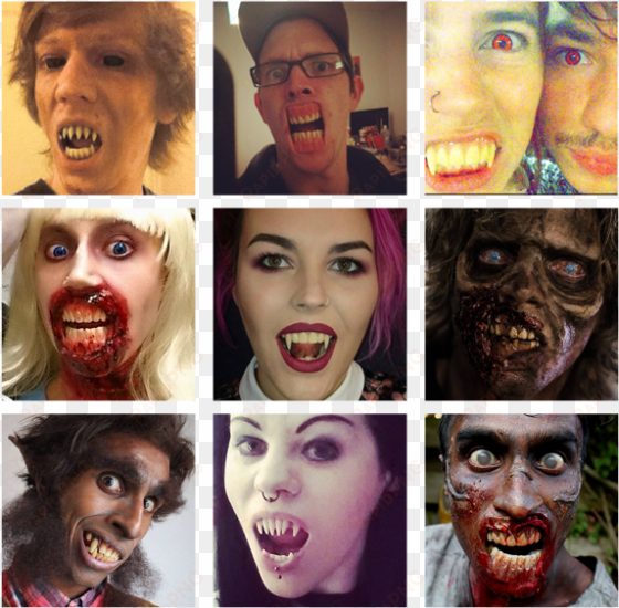 transition dentures, monster teeth, vampfangs, vampire - collage