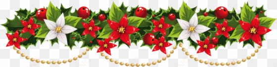 transparent christmas mistletoe garland with pearls - clip art christmas garland