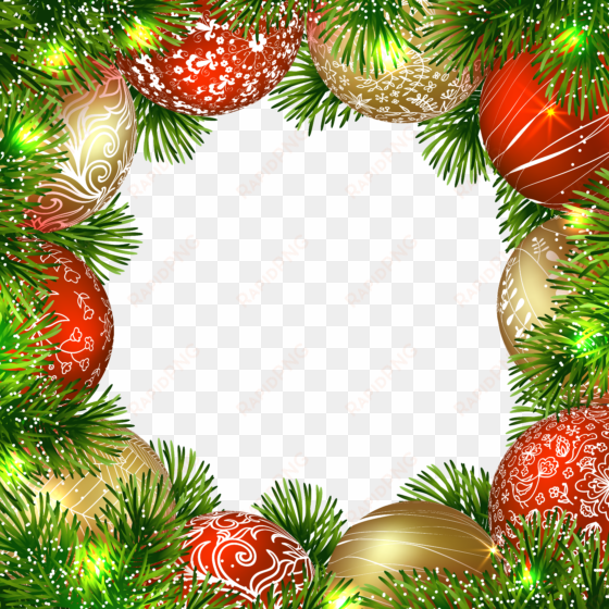 transparent christmas png border frame with ornaments
