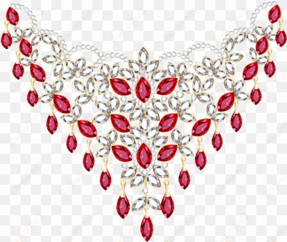 transparent diamond and ruby necklace png clipart - transparent background necklace clipart