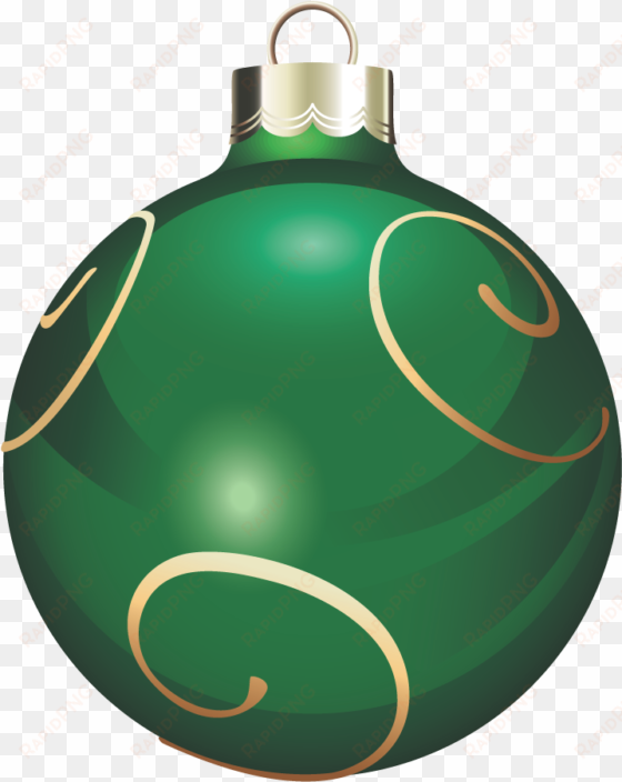 transparent green and gold christmas ball png clipart - green christmas ornament clipart