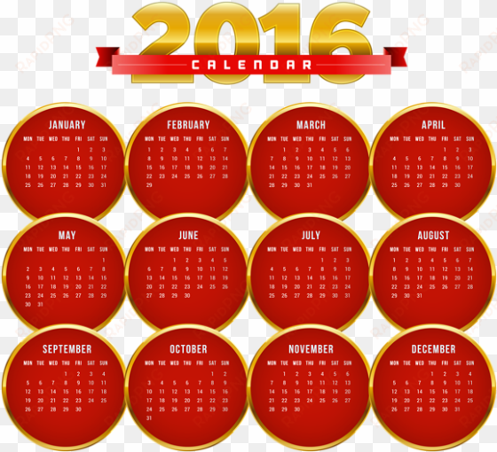 transparent red 2016 calendar png image - gold calendar png