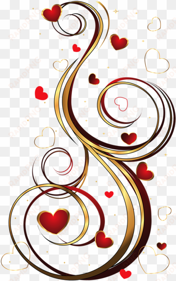 transparent red and gold hearts ornament png picture - illustration