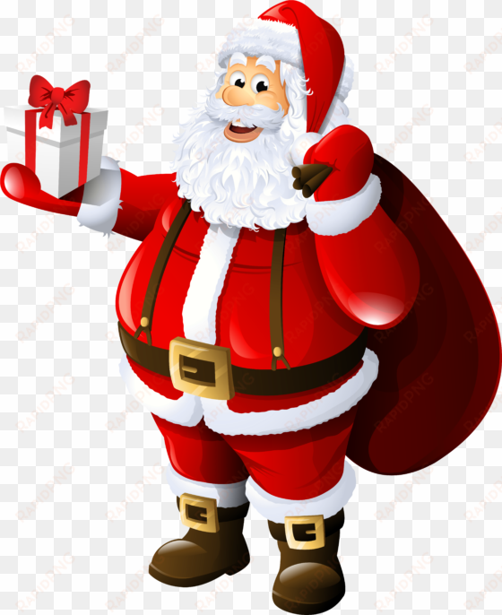 transparent santa claus with gift and bag - merry christmas whatsapp dp