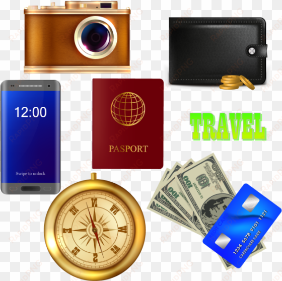 traveler's set icons, travel, suitcase, camera png - travel