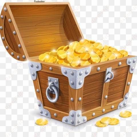treasure chest png image - gold coins in box