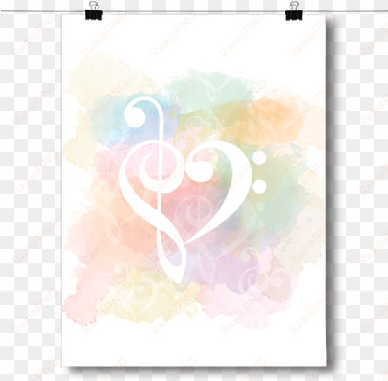 treble clef - inspired posters treble clef - bass clef heart poster