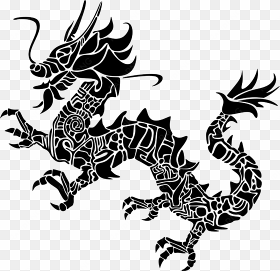 tribal asian dragon silhouette icons png - chinese dragon art png