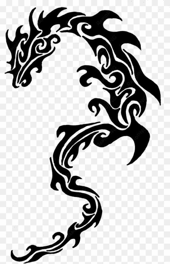 tribal dragon design black and white - dragon