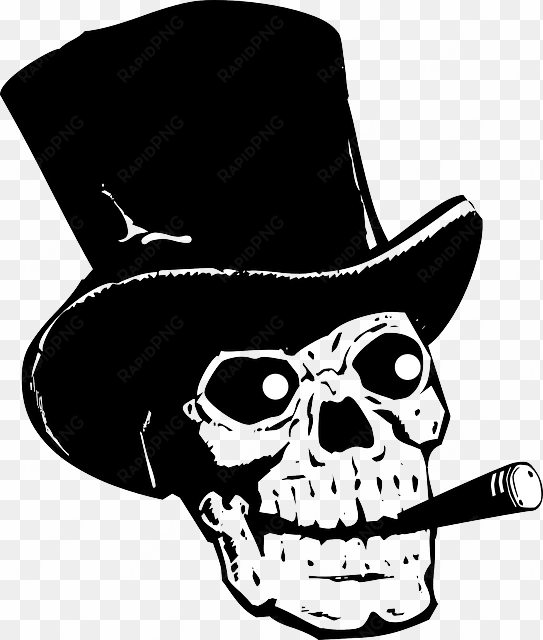 Tribal Skull Tattoo - Skull Wearing Top Hat transparent png image