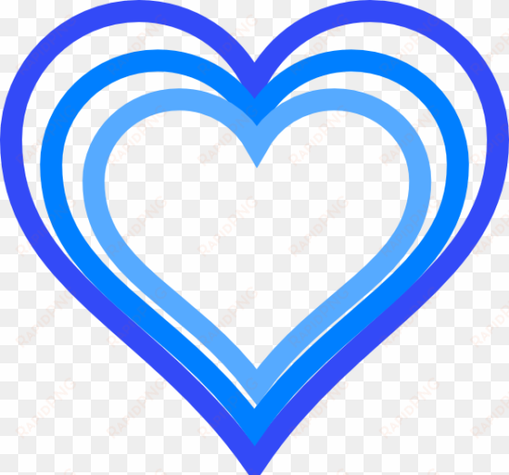 triple blue heart outline clip art at clker - blue and white heart
