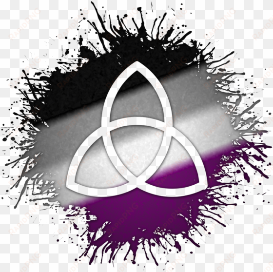 triquetra symbol silhouetted out of asexual flag paint - bear pride atheist square sticker 3" x 3"