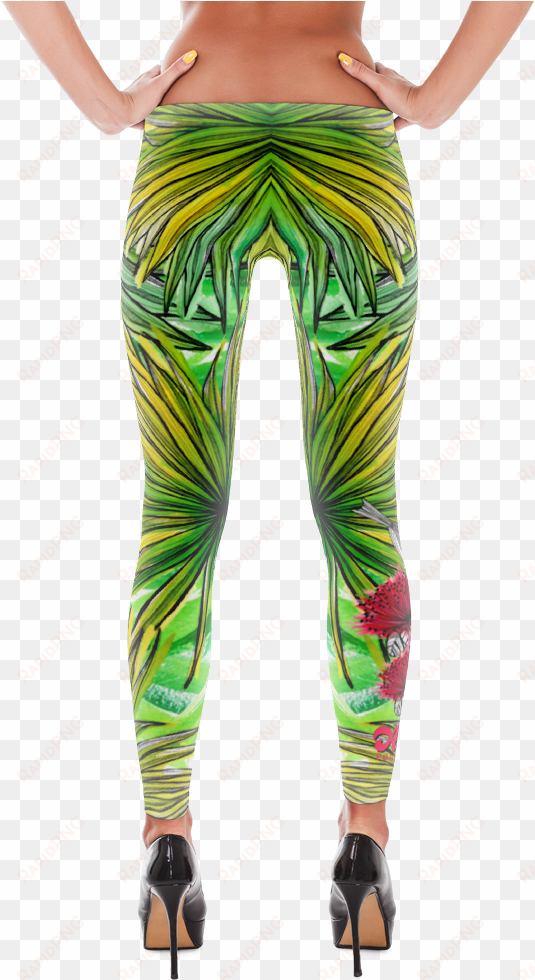 tropical palm leaves leggings - ganesha leggings