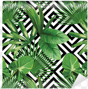 tropical palm leaves pattern, geometric background - palm leaves
