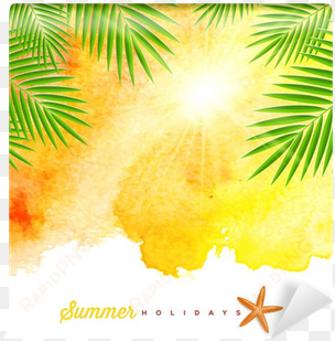 tropical summer watercolor background wall mural • - palm tree watercolor background