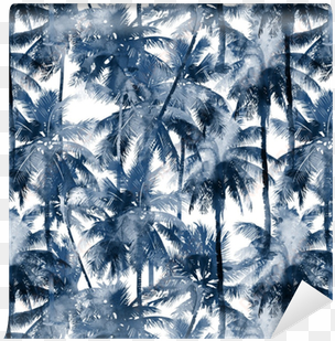 tropical watercolor pattern - papier peint noir et blanc palmier