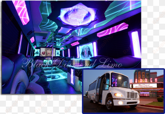 truly no detail was spared in the design of this party - black diamond limo party bus okc
