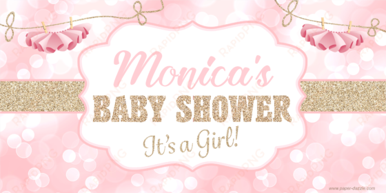 tutu sparkle baby shower banner - pink baby shower banner png