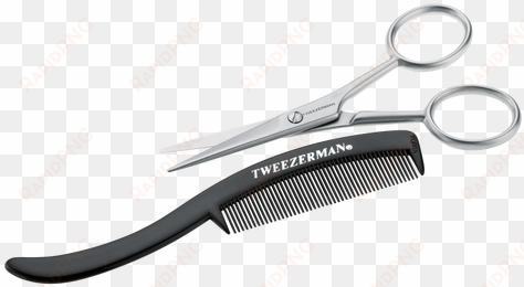 tweezerman moustache scissors & comb - comb with scissors png