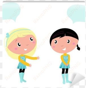 Two Cute School Girls Talking About Something - Cartoon Girl Talking Cute transparent png image