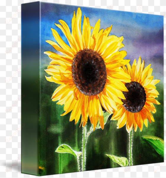 "two happy sunflowers painting" by irina sztukowski, - canvas print