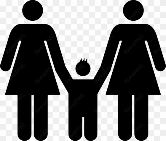 two women and a kid familiar group silhouette comments - parenting icon