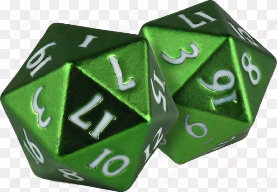 ultra pro d20 dice set heavy metal green - heavy metal set of 2 d-20 dice: green