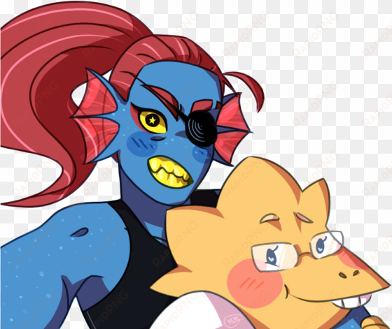 undyne and alphys taking a selfie on your blog - cartoon