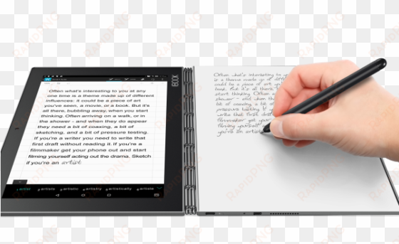 users can write with ink on physical paper and the