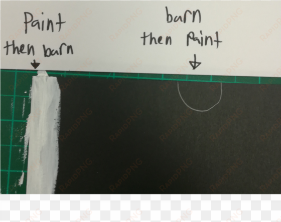 using paint with the burned paper will be used to show - handwriting