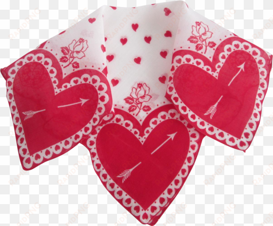 Valentine Hearts Arrows Handkerchief Vintage 1950s - Motif transparent png image