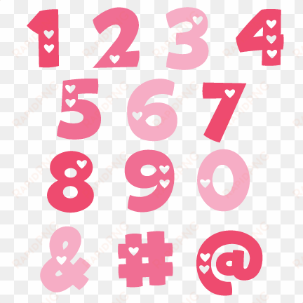 valentine numbers svg cut files valentine alphabet - cute numbers png