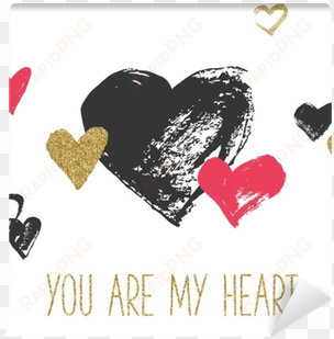 valentines day greeting card with hand drawn hearts - greeting card