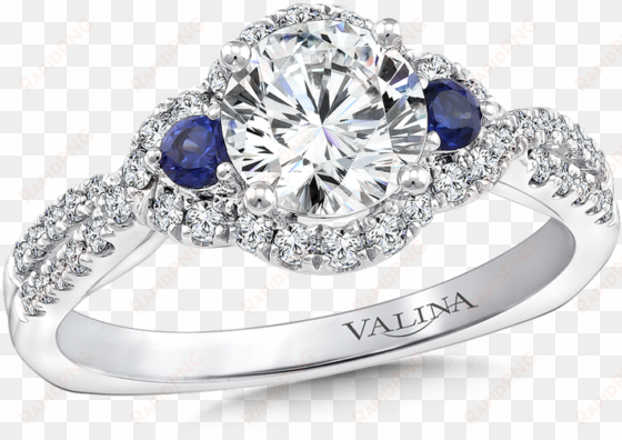 valina diamond and blue sapphire halo engagement ring - engagement ring