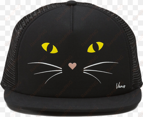 vans lawn party trucker hat black cat - hat