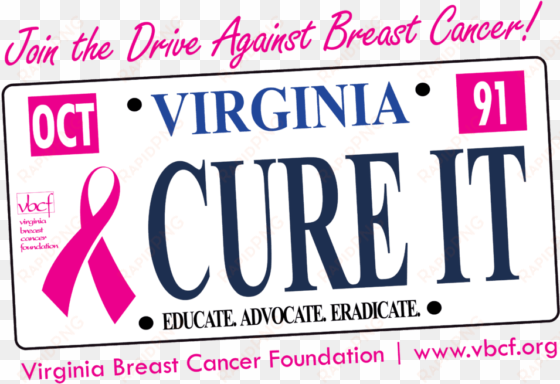vbcf's pink ribbon license plate is now available for - blank july 2011 calendar